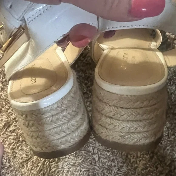 Liz Claiborne Womens Eastside White Square Toe Wedge Sandals Shoes New - Picture 9 of 16